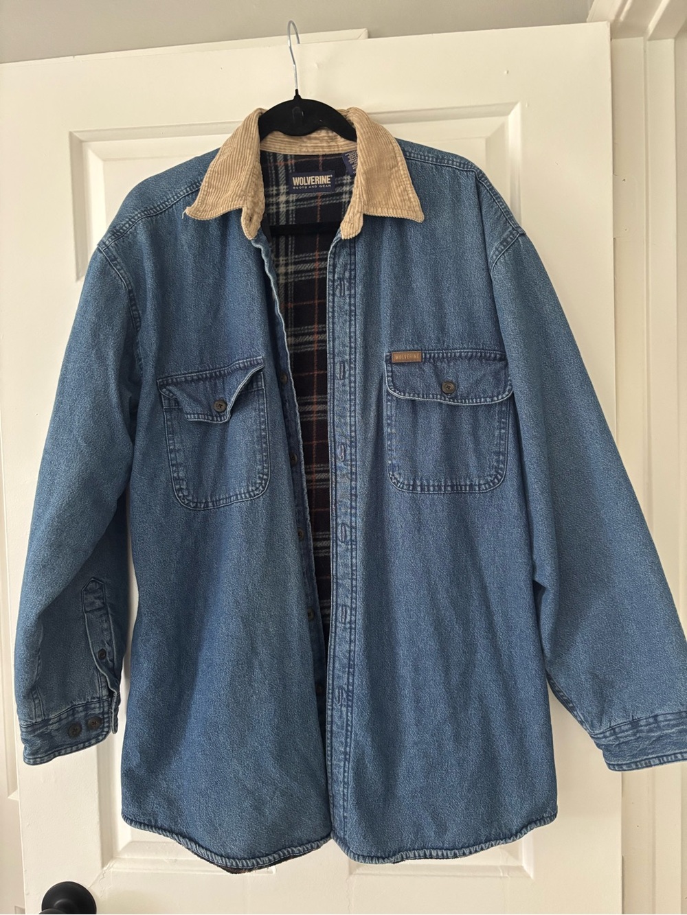 Wolverine Boots & Gear Fleece Lined Denim Shirt Jacket - Size Large - Picture 3 of 8